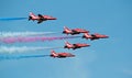 Red arrows formation flying Royalty Free Stock Photo