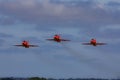 3 Red Arrows Hawk jets take off from Blackpool Airport