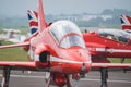 Red Arrows Hawk T1A preparing for dispay Royalty Free Stock Photo
