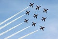 The Red Arrows RAF Airforce jet aeroplanes Royalty Free Stock Photo