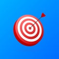 Red arrows reaching the center target. Darts target. Success Business Concept. Vector illustration. Royalty Free Stock Photo