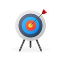 Red arrows reaching the center target. Darts target. Success Business Concept. Vector illustration. Royalty Free Stock Photo