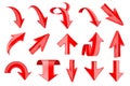 Red arrows set. 3d web UP and DOWN icons Royalty Free Stock Photo