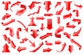 Red arrows. Set of shiny 3d icons isolated on white background Royalty Free Stock Photo