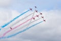 Red Arrows in tight formation