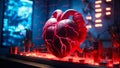 red artificial heart generative ai Royalty Free Stock Photo