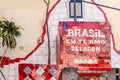 Artistic red mural at the Lapa steps in the Lapa neighbourhood of Rio de Janeiro, Brazil, South America Royalty Free Stock Photo