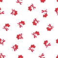 Red ashberry bunches with ribbon bows seamless vector print