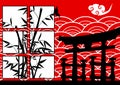 Red Asian bamboo japanese background