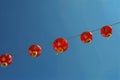 Red asian lantern in chinese temple pagoda