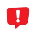 Red attention sign with exclamation mark. Hazard speech bubble icon, warning symbol. Royalty Free Stock Photo