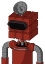 Red Automaton With Cube Head And Black Visor Eye And Radar Dish Hat