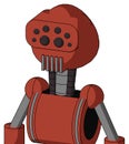 Red Automaton With Rounded Head And Vent Mouth And Bug Eyes