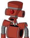 Red Automaton With Vase Head And Round Mouth And Angry Cyclops