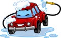 Red Automobile Cartoon Character Washing Itself Over Car Wash Royalty Free Stock Photo