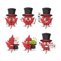 A red autumn leaf Magician cartoon character perform on a stage Royalty Free Stock Photo