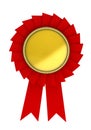 Red award over white background