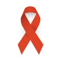 Red awareness ribbon. Symbol of AIDS, prader willi syndrome awareness. International Day of Persons with Disabilities.