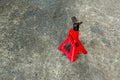 Red axle stand on floor. Red high lift jack stand on the floor. Red extendable jack stands are used to lift up and support. Royalty Free Stock Photo