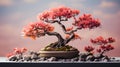 Red Azalea Bonsai Tree: Stunning Zbrush Style Artwork For Hd Desktop Wallpaper