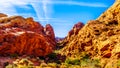 Red Aztec Sandstone Mountains in the Valley of Fire State Park in Nevada, USA