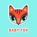 Red baby fox with extremely big eyes.