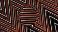 Red background in animation.Motion.A bright iridescent circle made of lines and large stripes.