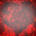 Red background blurred lights heart Royalty Free Stock Photo