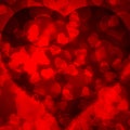 Red background blurred lights heart Royalty Free Stock Photo