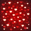 Red background with blurry hearts