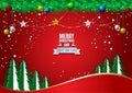 Red Background for Christmas Holiday Season with Golden, Silver and Blue Balls. Vector illustration, Vector illustration Royalty Free Stock Photo