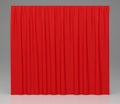 Red background closed curtain in theater.