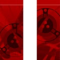 Red background with filmstrip and coils