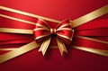 Red background with gold ribbon and bow