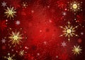 Red background with gold snowflakes