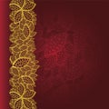 Red background with golden leaves border Royalty Free Stock Photo