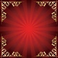 Red vector background with golden ornamental corners