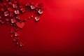 Red background, heart shaped tree, flowers, cute, sublime, comfy