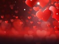 Red background with hearts for Valentine's Day with blur effect Royalty Free Stock Photo