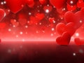 Red background with hearts for Valentine's Day with blur effect Royalty Free Stock Photo