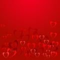 Red background with hearts Valentine`s Day vector