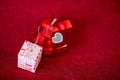 background image and gift box Valentine`s Day concept