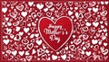 A red background with inscription happy Mother\'s Day with hearts. A place for a tex.