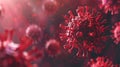 Red Background Microbiology and Virology Concept: Corona Virus 3D Rendering Royalty Free Stock Photo