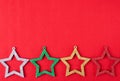 Red background with multicolored star decorations
