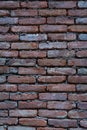 Red background of old vintage brick wall texture. Close up view of old stone brick wall with medieval masonry, Royalty Free Stock Photo