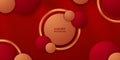 Red luxury elegant background with golden and red circle element. abstract decoration lucky chinese