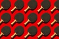 Red background with repeating tennis rackets