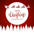 Red Background with Santa and Merry Christmas Royalty Free Stock Photo