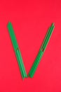 The cocktail tubes of green color in the form of the letter V.